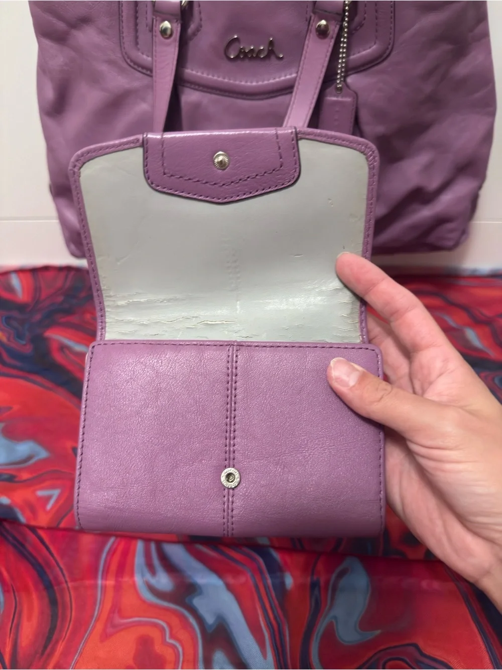 Vintage Y2K Coach Ashley Lavender Leather Satchel & Matching Wallet Bundle Set